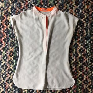 Elie Tahari White and Neon pop Sleeveless Top